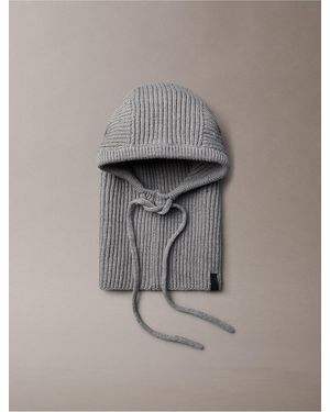 Calvin Klein Ribbed Drawstring Balaclava - Gray