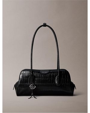 Calvin Klein Emblem Logo Crocodile Shoulder Bag - Black