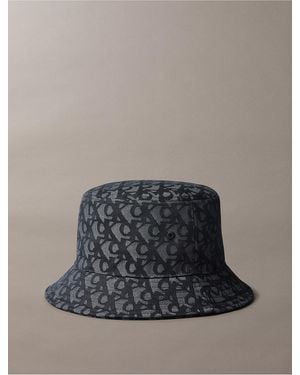 Calvin Klein Allover Monogram Jacquard Bucket Hat - Gray