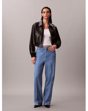 Calvin Klein Ultra High Denim Pleated Trousers - Blue