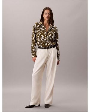 Calvin Klein Lyocell Stripe Classic Button-Down Shirt - Natural