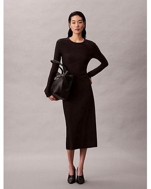 Calvin Klein Jeans Crepe Jersey Cut Out Midi Dress - Black