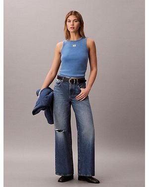 Calvin Klein Jeans Wide Leg Distressed Jeans - Blue