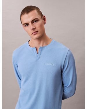 Calvin Klein Soft Waffle Pyjama Top - Blue