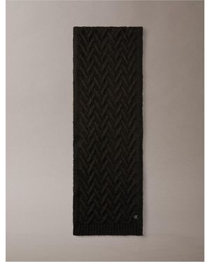 Calvin Klein Cable Knit Scarf - Black