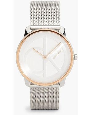 Calvin Klein Monogram Logo Mesh Bracelet Watch - Grey