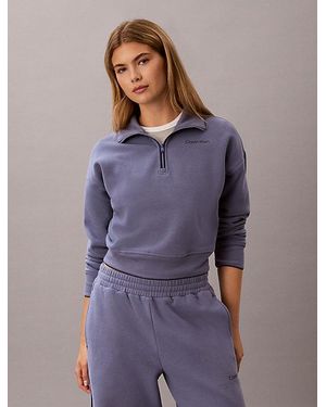 Calvin Klein Sport French Terry 1 4 Zip Sweatshirt - Purple