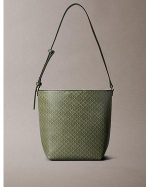 Calvin Klein Allover Emblem Logo Bucket Bag - Green