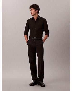 Calvin Klein Cotton Stretch Slim Button Down Shirt - Black