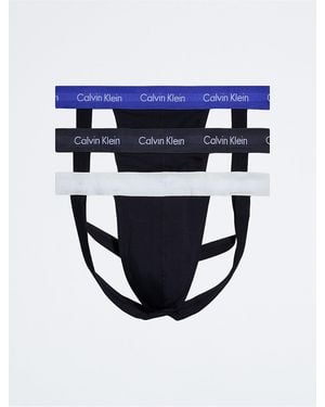 Calvin Klein Cotton Stretch 3-Pack Jock Strap - Blue