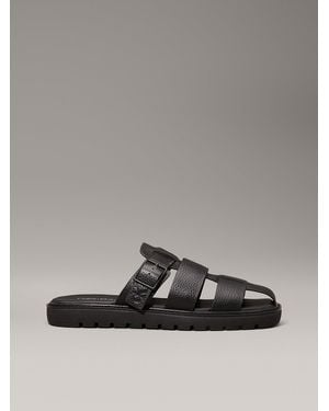 Calvin Klein Leather Fisherman Sandals - Grey