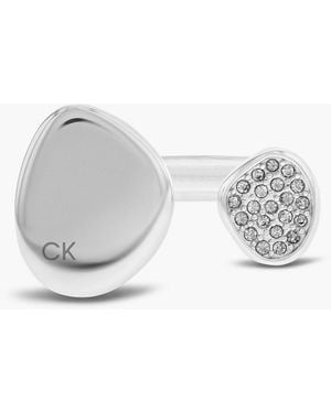 Calvin Klein Organic Shape Crystal Open Ring - White