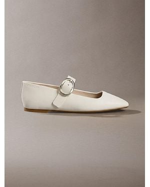 Calvin Klein Leather Mary Jane Ballerinas - Grey