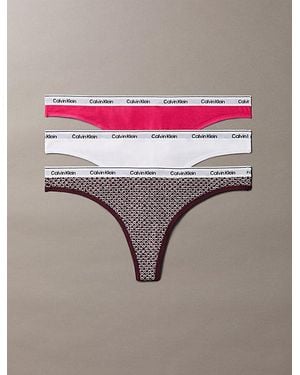 Calvin Klein 3 Pack Thongs Icon Logo - Grey