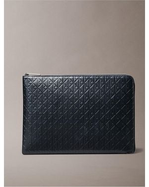 Calvin Klein Allover Emblem Logo Zip Pouch - Blue