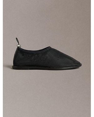 Calvin Klein Mesh Drawstring Ballerinas - Grey