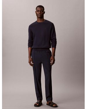 Calvin Klein Seersucker Pull-On Trousers - Blue