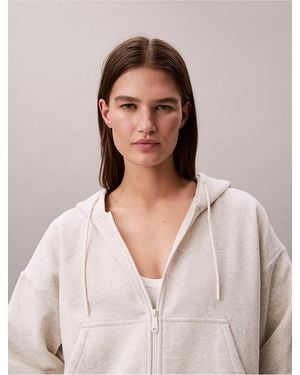 Calvin Klein Monogram Fleece Zip Hoodie - Pink