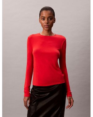Calvin Klein Inside Out Sheer Top - Red