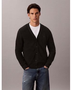 Calvin Klein Relaxed Textured Cotton Cardigan - Grey