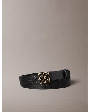 Calvin Klein Full-Grain Leather Emblem Logo Belt - Multicolour
