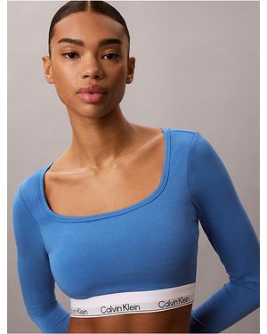 Calvin Klein Icon Cotton Modal Lightly Lined T-Shirt Bralette - Blue