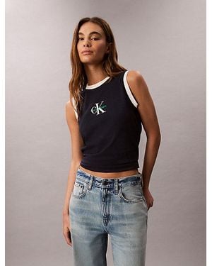 Calvin Klein Slim Monogram Tanktop - Blauw