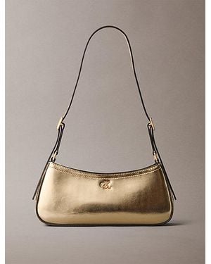 Calvin Klein Monogram Metallic Small Shoulder Bag - Natural