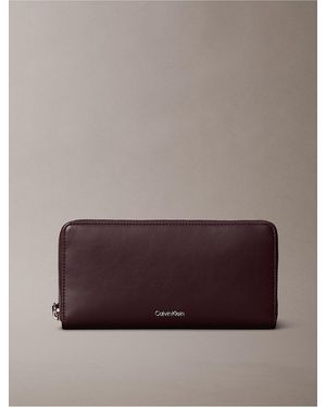 Calvin Klein Signature Logo Strap Zip Wallet - Brown