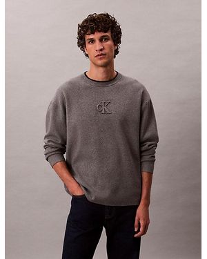 Calvin Klein Relaxed Sweater Met Monogram-Logo - Grijs