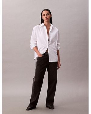 Calvin Klein Relaxt Poplinkatoenen Overhemd - Wit
