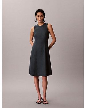 Calvin Klein Jeans Linen Blend Sleeveless Midi Dress - Multicolour