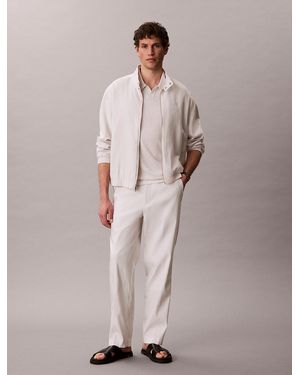 Calvin Klein Tapered Linen Blend Trousers - Multicolour