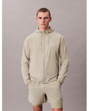 Calvin Klein Sport Water Repellent Hooded Windbreaker - Natural