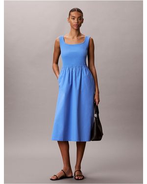 Calvin Klein Calvin Klein Gathered Midi Dress - Blue