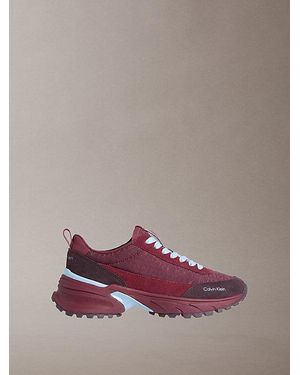 Calvin Klein Jeans Suede And Emblem Logo Nylon Trainers - Purple
