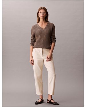 Calvin Klein Cotton Stretch Straight Chino Pants - Brown