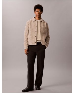 Calvin Klein Melange Wool Blend Boucle Shirt Jacket - Multicolor