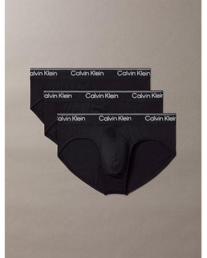 Calvin Klein 3 Pack Hip Briefs Microfibre Stretch - Blue