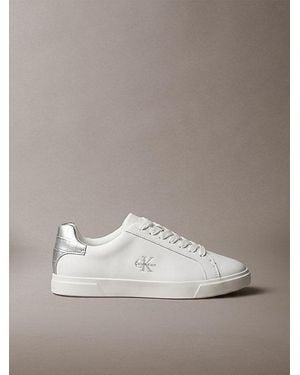 Calvin Klein Leather Signature Logo Trainers - Multicolour