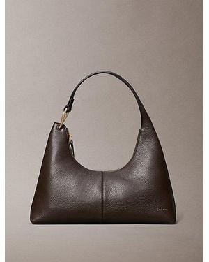 Calvin Klein Slouchy Leather Shoulder Bag - Grey