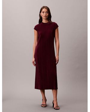 Calvin Klein Plisse Midi Dress - Red
