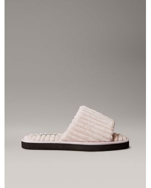 Calvin Klein Soft Padded Corduroy Slippers - Metallic