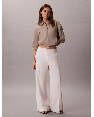 Calvin Klein Lyocell Linen Blend Dress Trousers - Brown