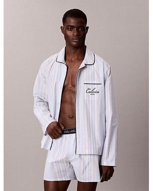 Calvin Klein Button Down Pyjama Shirt Cotton Poplin - Multicolour