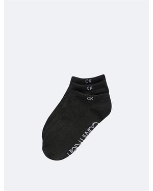 Calvin Klein Flat Knit 3-Pack No Show Socks - Black
