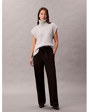 Calvin Klein Jeans Cotton Twill Belted Trousers - Black