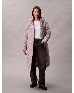 Calvin Klein Calvin Klein Long Hooded Puffer Jacket - Multicolor