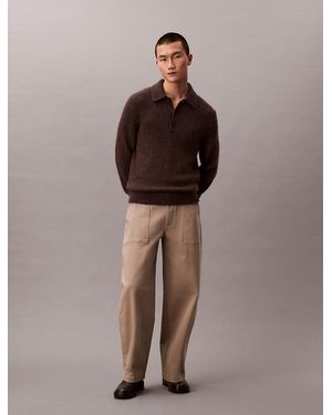 Calvin Klein Pantaloni Chino Barrel Pratici - Marrone