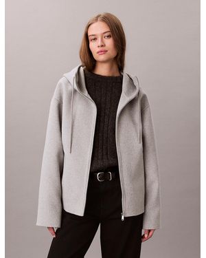 Calvin Klein Double Faced Wool Blend Jacket - Natural